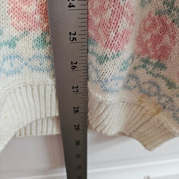Vintage Northern Isles Sweater Mens Large White 90s Spring Cosby Cottage Preppy - Picture 6 of 9